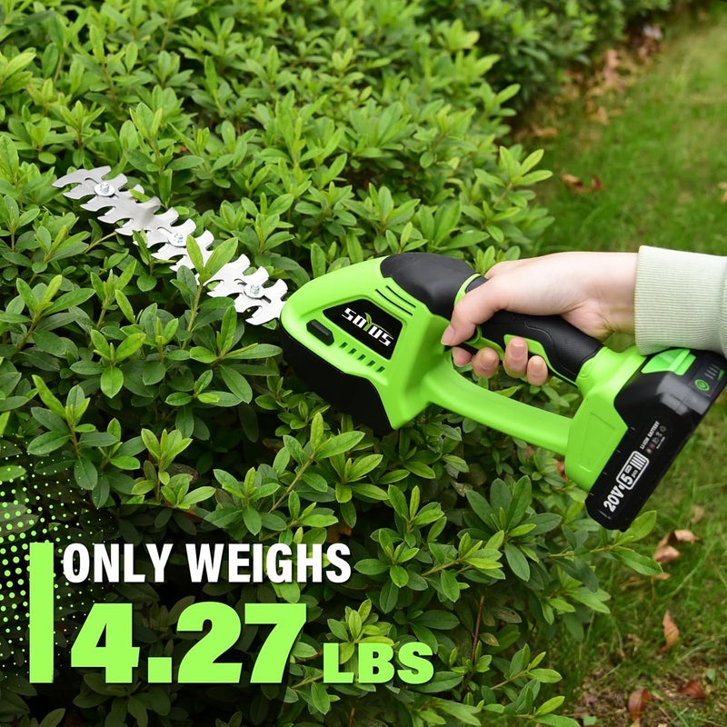 SOYUS Hedge Trimmer Cordless, 2-in-1 Handheld Hedge Trimmers, 20V Electric Grass Shear & Shrubbery Trimmer, Battery Operated Grass Cutter for Garden/Lawn with Charger and Battery - Image 5
